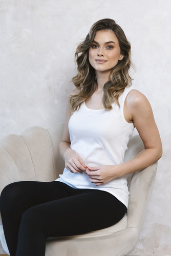 Debi T-shirt da donna con cinturino largo Moda italiana - bianco