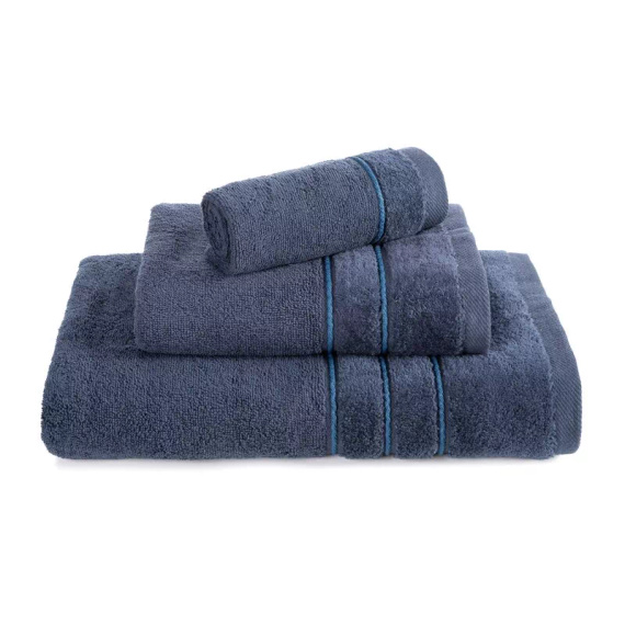 Set asciugamani Eurofirany 3 pezzi morbidi assorbenti eleganti Sibel navy