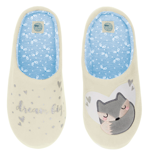 Fixy Sorbetto ecrù - pantofole calde da donna con suola antiscivolo e stampa