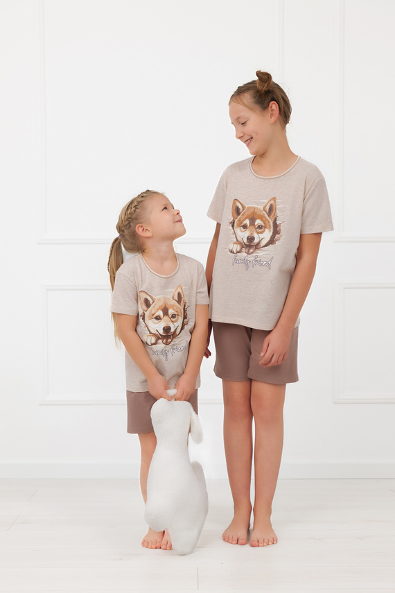 Pigiama bambina Shiba Italian Fashion 100% cotone shorts