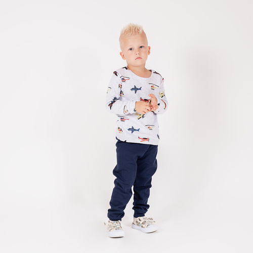 219036 Pigiama Willy Nicol per bambini - cotone, manica lunga, piane