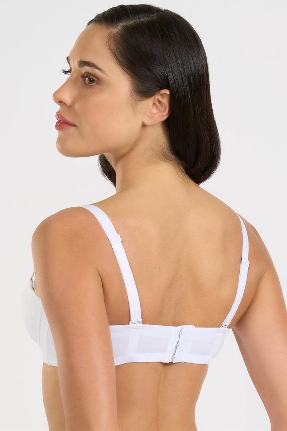 391 Reggiseno Bandeau Bianco Selene Bardotka Imbottito con Spalline Staccabili