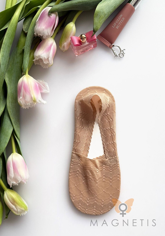 Ballerine donna Magnetis GC-251144 in pizzo con silicone – calzini invisibili beige
