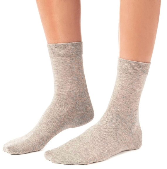 Steven art.211 calze donna in cotone organico senza cuciture lisce - 002 beige melange