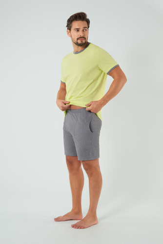 Nikodem Pigiama uomo a maniche corte, pantaloncini Moda italiana - verde lime