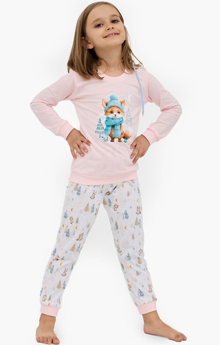 594/192 592/192 Pigiama da bambina in cotone Fox Cornette, volpe, manica lunga
