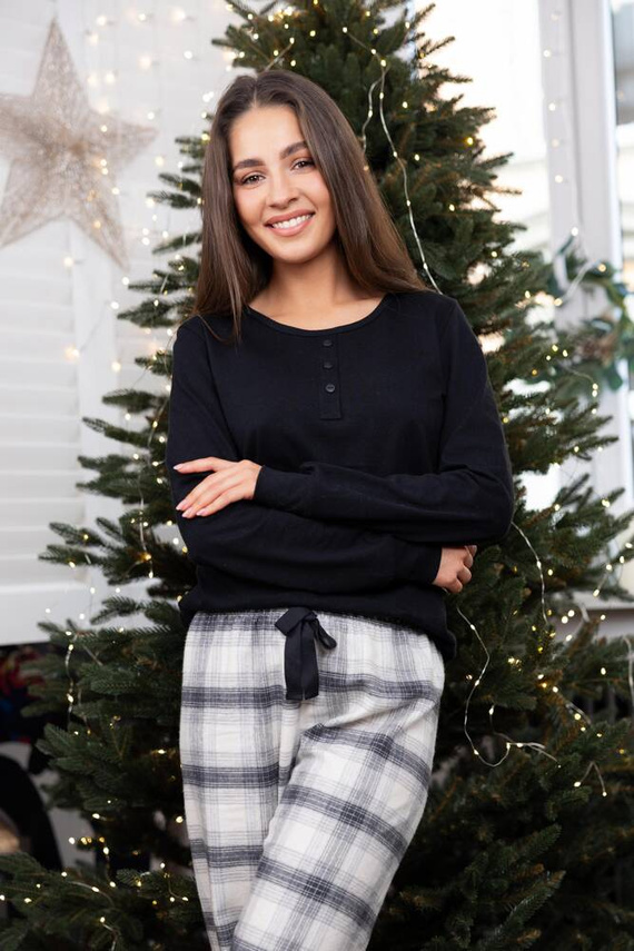 Pigiama di flanella da donna Blanche Sensis - nero