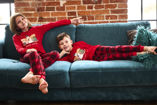 594/185 592/185 Pigiama invernale Cornette per bambina - Natale, rosso, cotone