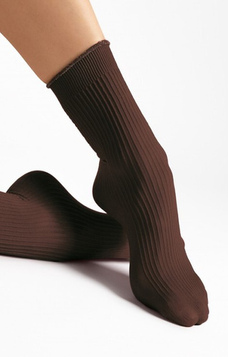 G 1195 Sassy Calze da donna Fiore 40 den cioccolato - a coste, lucide