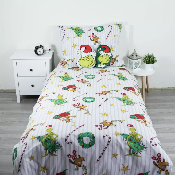Biancheria da letto Grinch Grinchmas JF24 140x200 cotone 100% Grinch castello