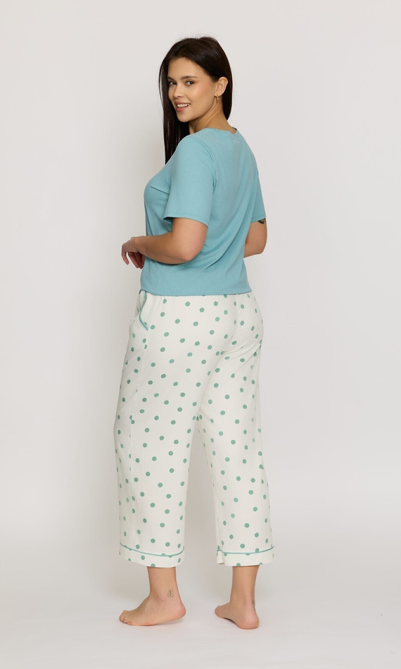 Pigiama Aria 2 PS82 Mefemi by Nipplex donna in viscosa a pois verde-milk