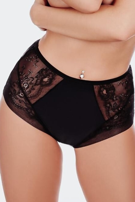 FUNNY DAY Fiamma Slip Donna Vita Alta Microfibra Pizzo Comfort nero