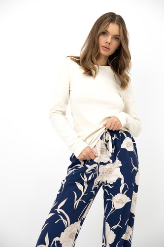 Pigiama donna Sensis Monroe con apertura, 100% cotone interlock, motivo fiocchi di neve