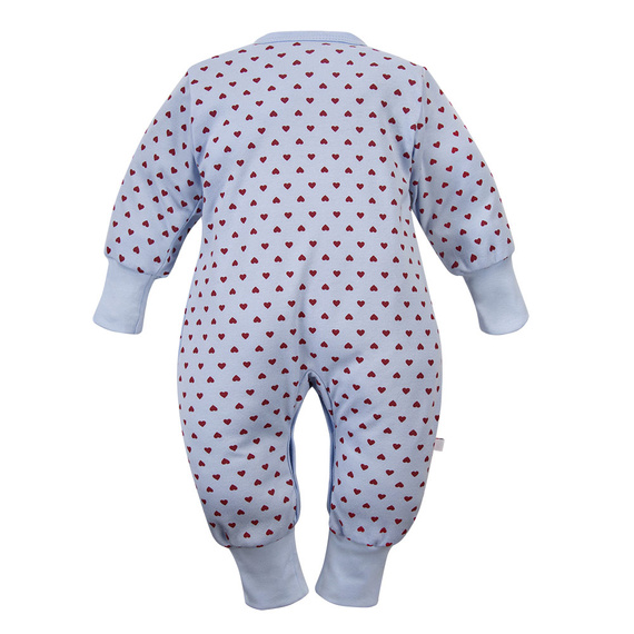 Tutina neonato Love Eevi senza piedini azzurra con cuori 100% cotone