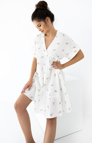 Camicia da notte Nastia in mussola Sensis - ecrù