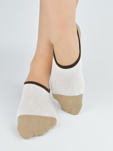 Calzini ballerina Noviti ST092 donna – cotone con silicone sul tallone ecru B