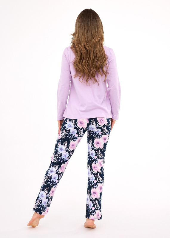 Natalie 145/462 Pigiama da donna Cornette in cotone erica, manica lunga, stile e comfort per tutti i giorni