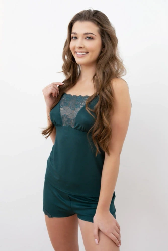 Intrigue Pigiama da donna a fascia stretta, pantaloncini corti Moda italiana- zelona