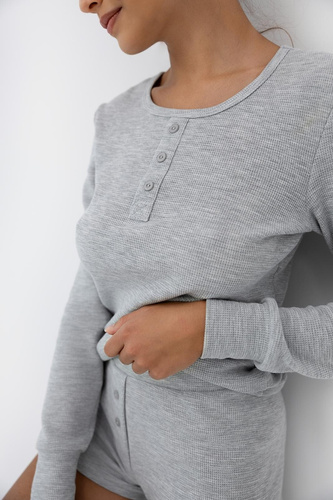 Brittany Pigiama da donna Sensis grigio - manica lunga e pantaloncini