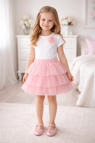 Gonna tulle bambina Bambarillo leggera elegante comoda per ogni giorno pink