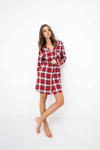 Elia Nightgown Sensis - Camicia da donna in cotone con maniche a 3/4 e motivo natalizio