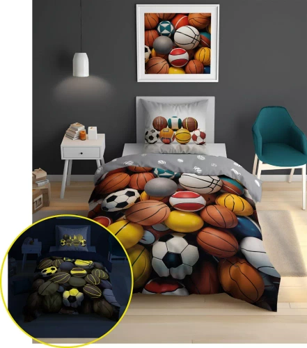 5552 A Fluo 95 Luminoso al buio pallone sportivo misto biancheria da letto | 100% cotone | Per bambini Detexpol