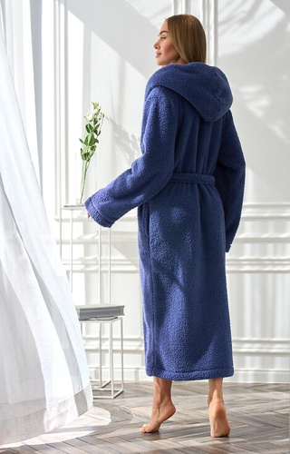 2556 Heaven Vestaglia lunga da donna L&L con cappuccio - navy