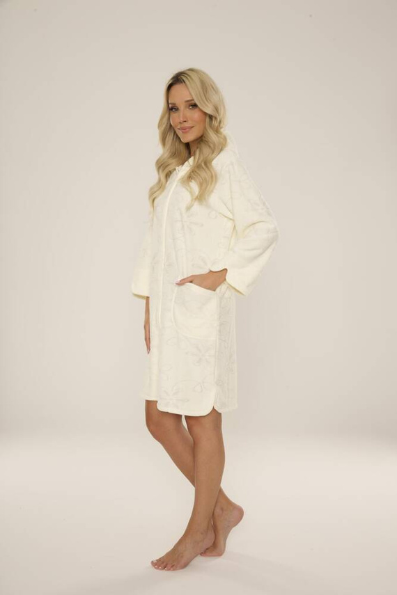 409 Accappatoio corto Jacquard da donna De Lafense - ecrù