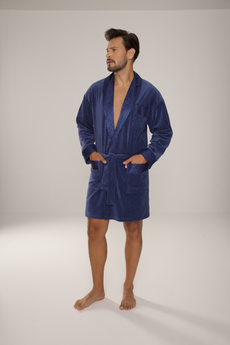 866 Noble Accappatoio da uomo De Lafense in velluto - corto, elegante, in cotone - denim