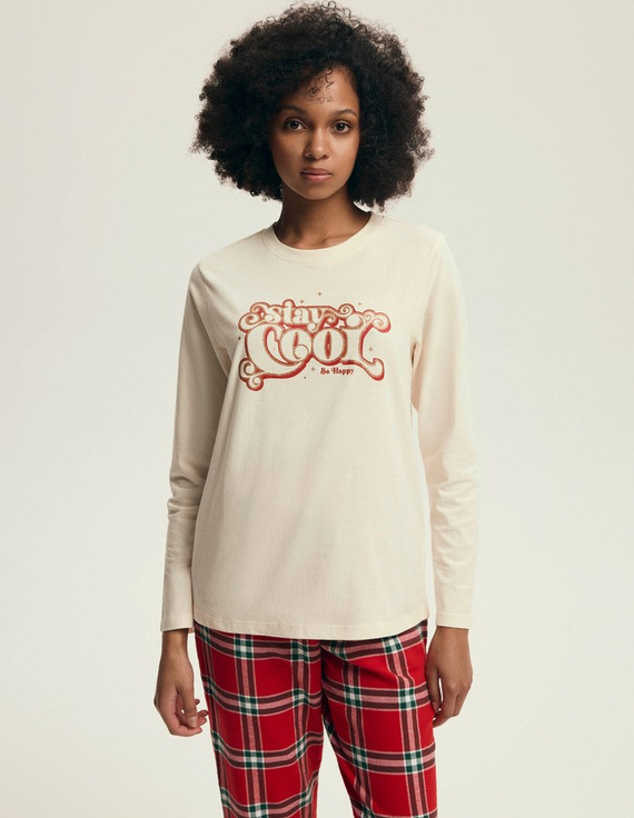 43717 Pigiama da donna Dalisa Henderson - flanella calda, manica lunga, a quadri natalizi