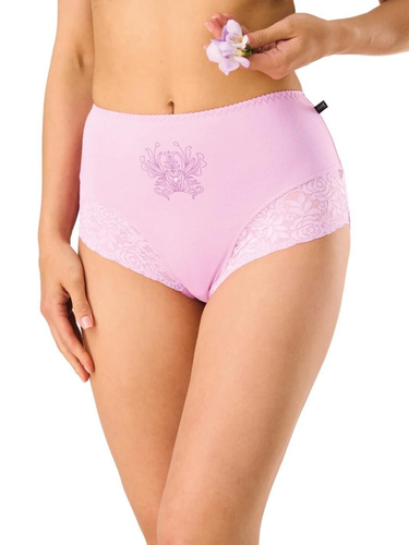 Slip donna LPF 585 rosa-lilla maxi bikini, 95% cotone, elastan, dettaglio in pizzo
