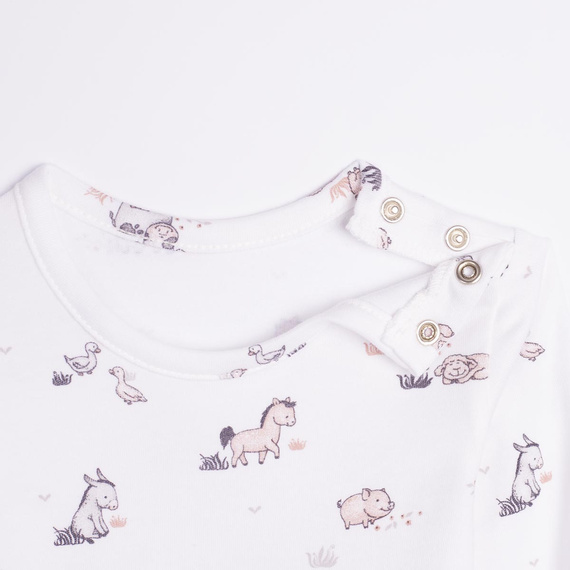 228095 Nicol FARMA Body neonato manica lunga cotone animali crema