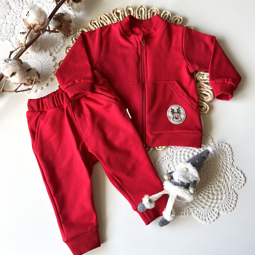 Mamatti - Set di tute DR05 Merry Christmas - Rosso, camicetta sbottonata + pantaloni