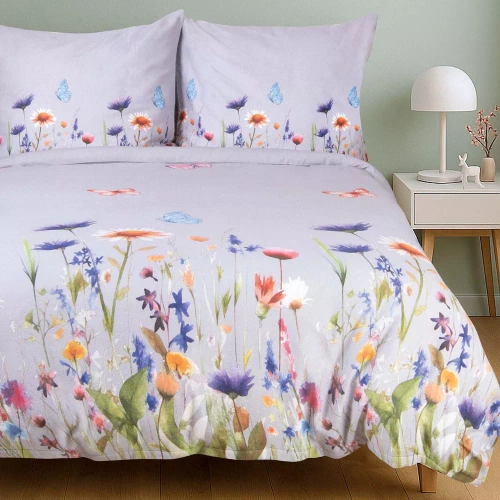 31512/2 Flannelove Darymex grigio, biancheria da letto floreale colorata, 100% cotone, calda e morbida