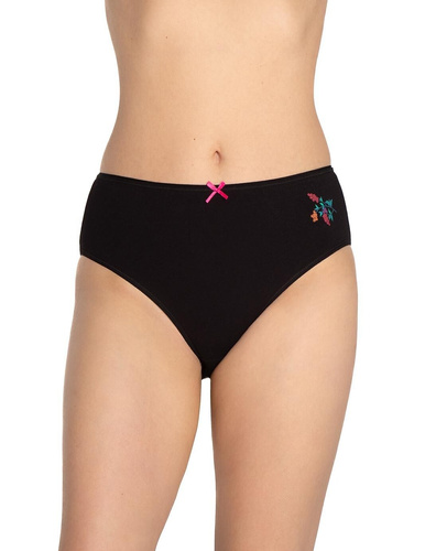 Mutandine da donna L-120BI-94 Lama nero-rosso-cotone, confezione da 3, comode e classiche