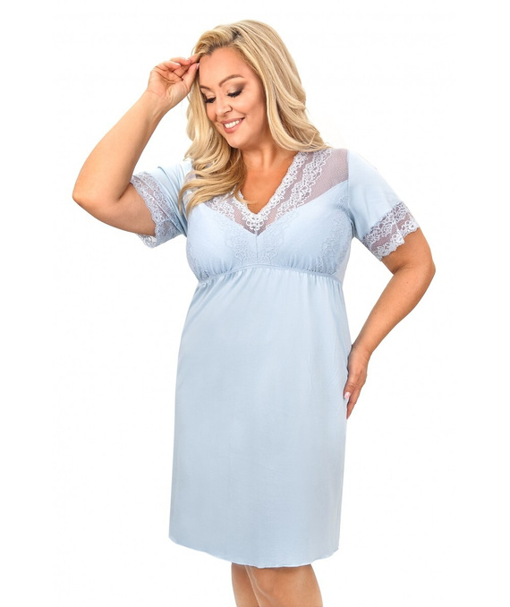 Camicia da notte donna Linda Donna in viscosa con pizzo | scollo V | manica corta