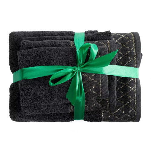 Set asciugamani Eurofirany 3 pezzi morbidi assorbenti eleganti Layla black