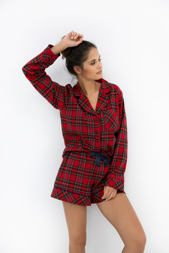 Pigiama da donna Cynthia Sensis - flanella, corto, a quadri