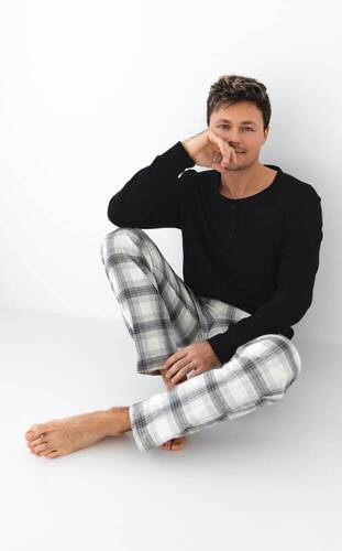 Charles Pigiama di flanella da uomo Sensis - Nero