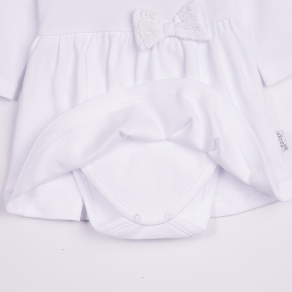 169392 Abito-corpo manica lunga Nicol - bianco, cotone, con pizzo