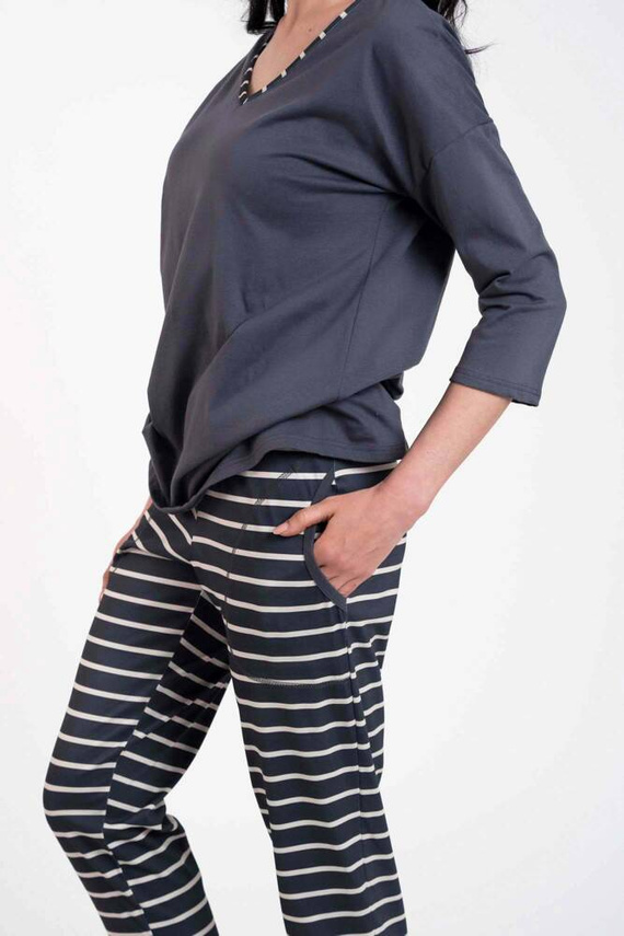 Betty Pigiama da donna manica 3/4, pantaloni lunghi Moda italiana - stampa grafite/grafite