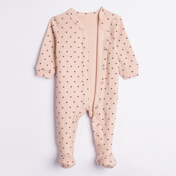 Nicol 226032 Pagliaccetto Neonato in Cotone Beige con Cuoricini