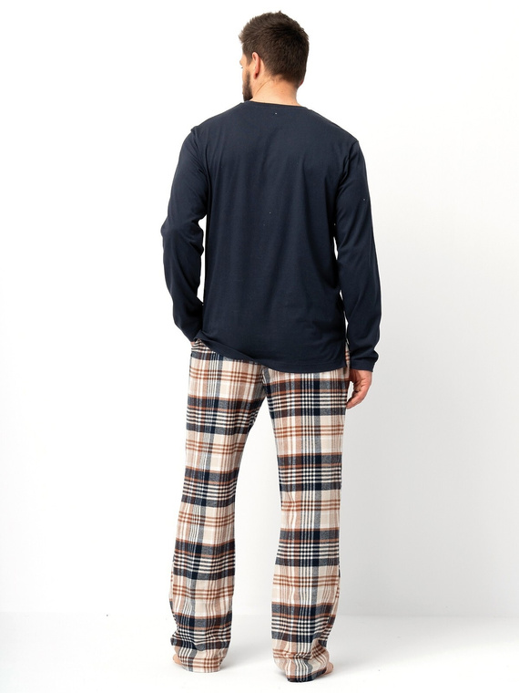 MNS 444 Pigiama Key uomo nero - cotone, manica lunga e pantalone tinta unita