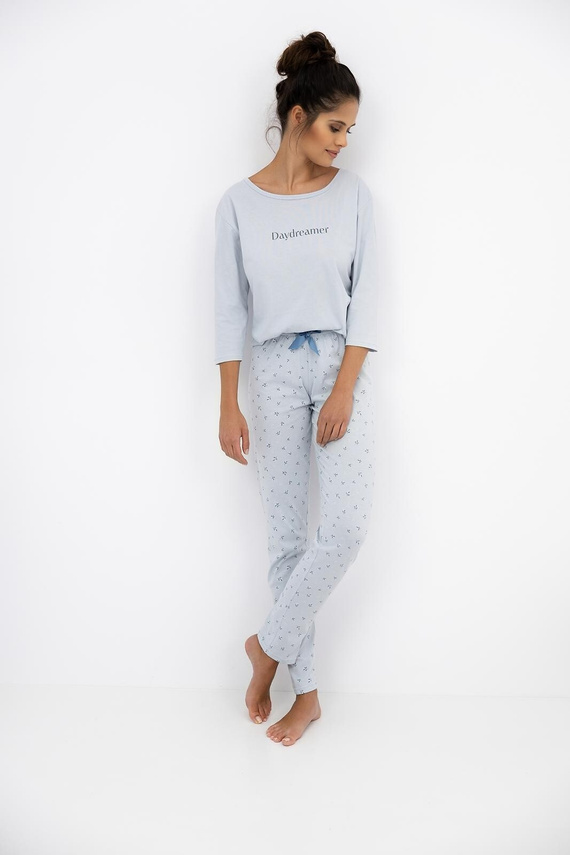 Daydreamer Sensis pigiama 3/4 donna tortora - pigiama blu in cotone con pantaloni lunghi