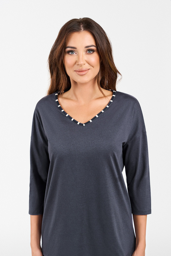 Betty Pigiama da donna manica 3/4, pantaloni lunghi Moda italiana - stampa grafite/grafite