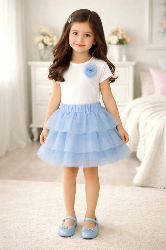 Gonna tulle bambina Bambarillo leggera elegante comoda per ogni giorno blue