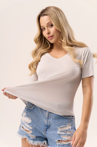 Camicetta Serina Babell ash - viscosa, manica corta, scollo a V | elegante e confortevole