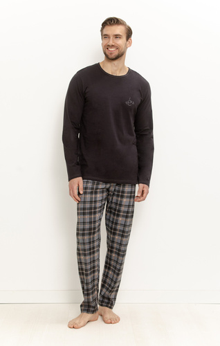 Pigiama Uomo Taro 3663 Laurent 100% Cotone Pantaloni Lunghi a Quadri