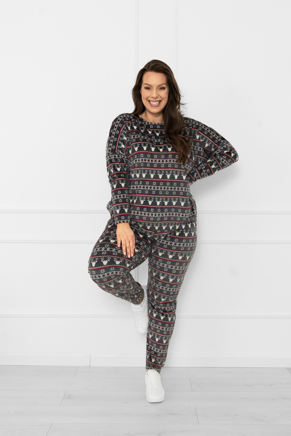 Set donna Navara - set in pile con motivo natalizio con renne Italian Fashion - grafite