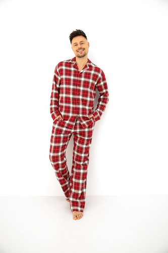 Sensis Lucas Pigiama Uomo in Flanella 100% Cotone Rosso a Quadri